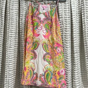 {Lilly Pulitzer} Satin Silk Spaghetti Strap Dress 🧡🩷